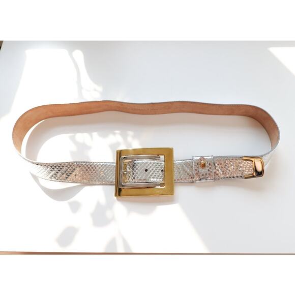Dolce & Gabbana Vintage Silver Python Leather Belt (Size 34\